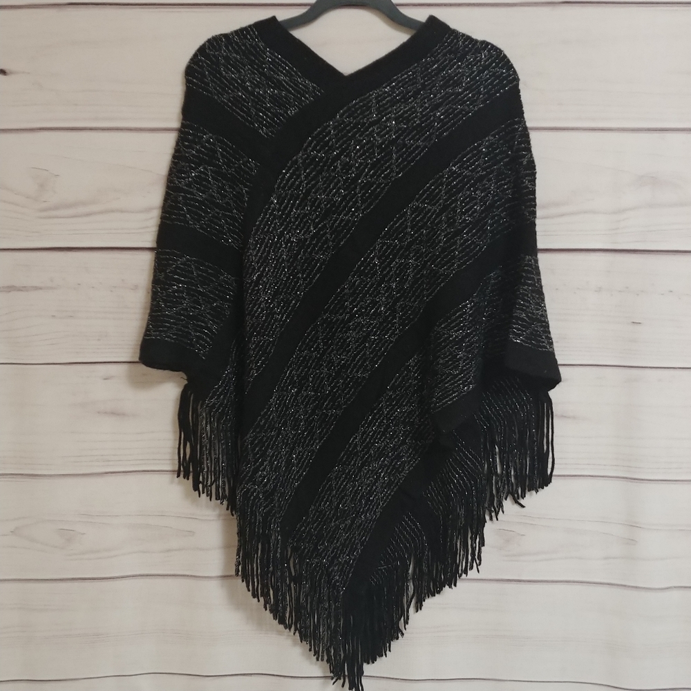 NWT Boho Chic Southwest Soft Cozy Warm Fringe Poncho Sarape One Size - Plus Size - Picture 7 of 12